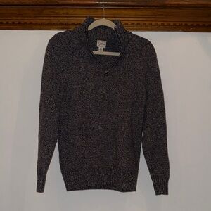 J. Crew Men's Marled Charcoal Quarter-Zip Sweater